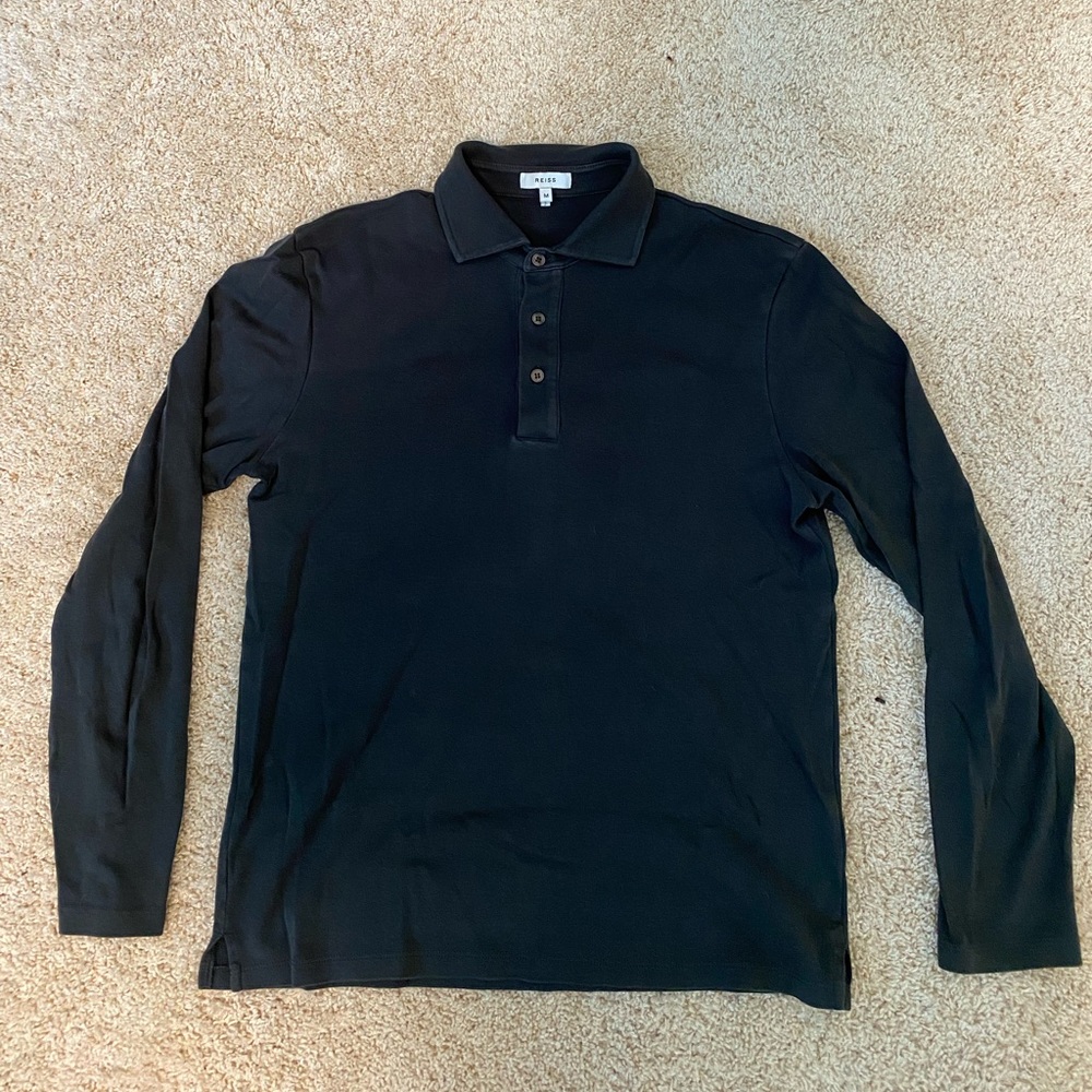 Reiss Longsleeve Polo in Evergreen M